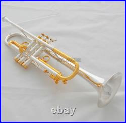 Professional New Silver Gold Plated Trumpet Bb Horn Monel valves With Case