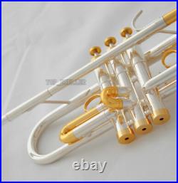 Professional New Silver Gold Plated Trumpet Bb Horn Monel valves With Case