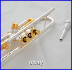 Professional New Silver Gold Plated Trumpet Bb Horn Monel valves With Case