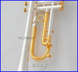 Professional New Silver Gold Plated Trumpet Bb Horn Monel valves With Case