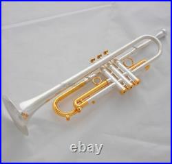 Professional New Silver Gold Plated Trumpet Bb Horn Monel valves With Case