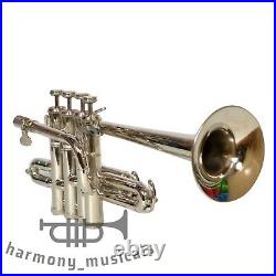 Professional Piccolo Trumpet Bb Horn 4 Piston with Mp & Case Fast Ship