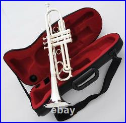 Professional Reverse Leadpipe Trumpet horn Silver Plated with Case