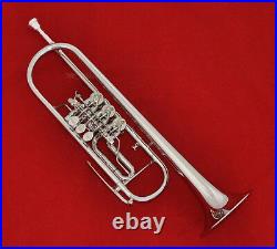 Professional Rotary Valve Trumpet Silver nickel horn With Case Mouthpiece