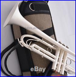 Professional Satin Silver Trumpet Horn With Monel Valves Piston Pro. Case
