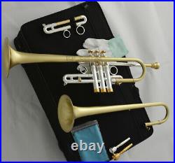 Professional Silver Eb D Trumpet Horn Exchange double Bell With Case