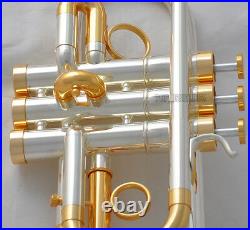 Professional Silver/Gold Plated Eb/D Trumpet horn Monel Valve With Case