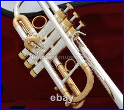 Professional Silver Gold Trumpet C Key Horn With Case Free shipping