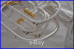 Professional Silver Gold plate Bb Marching French Horn with Case