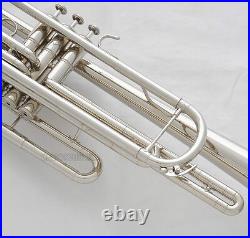Professional Silver Nickel Bass Trumpet 3 Piston Bb Horn With Case Free Shipping