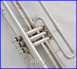 Professional Silver Nickel Bass Trumpet 3 Piston Bb Horn With Case Free Shipping