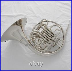 Professional Silver Nickel Plated Double French Horn F/Bb Key New With Case