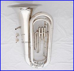 Professional Silver Nickel Plating Tuba Horn Monel Valve Free 2-Mouth With Case
