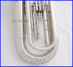 Professional Silver Nickel Plating Tuba Horn Monel Valve Free 2-Mouth With Case