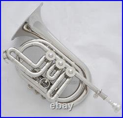 Professional Silver Nickel Rotary Valve Cornet Bb Horn With Leather case