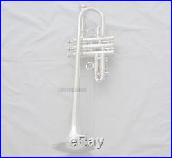 Professional Silver Plated Eb/D Trumpet Horn 3 Monel Valves With Case Free Ship