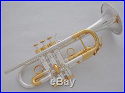 Professional Silver/gold plated Eb/D key Trumpet horn Monel Valves with case