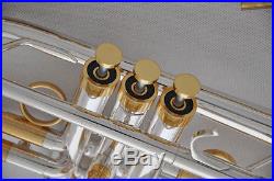 Professional Silver/gold plated Eb/D key Trumpet horn Monel Valves with case