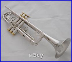 Professional Silver nickel Gold Trumpet Bb Key Monel horn with case