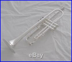 Professional Silver plate Bb Reversed leadpipe Trumpet horn with Case