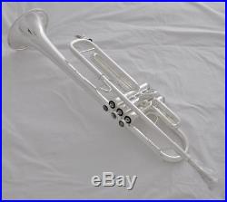 Professional Silver plate Bb Reversed leadpipe Trumpet horn with Case