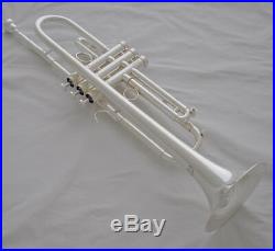 Professional Silver plate Bb Trumpet Horn 5''Bell Monel Valve with Luxary Case