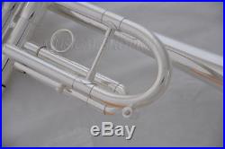 Professional Silver plated Bb Heavy Trumpet horn Monel valves With New Case
