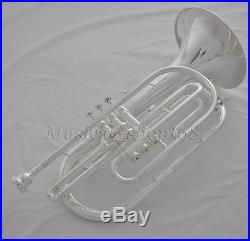 Professional Silver plated Bb key Marching Trombone horn With Case mouthpiece