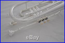 Professional Silver plated Bb key Marching Trombone horn With Case mouthpiece