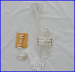 Professional Silver plated Eb/D key Trumpet horn Monel Valves with case