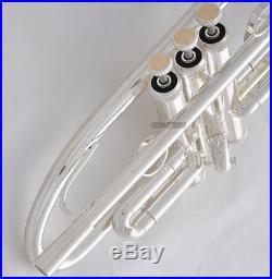 Professional Streamline Design Bb Trumpet Silver Plated B-Flat Horn With case