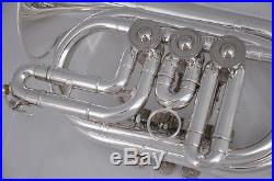Professional new Bb Silver Rotary valve cornet horn with leather case
