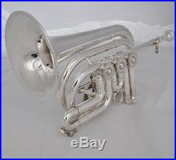 Professional new Bb Silver Rotary valve cornet horn with leather case