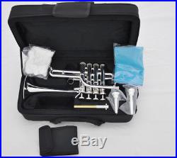 Professional new Piccolo Trumpet Bb/A soprano horn Silver horn with case
