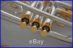 Professional silver/gold plated Eb/D trumpet horn Monel value horn with case