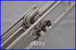 Professional silver nickel Bb Piston Bass Trumpet Horn with leather Case