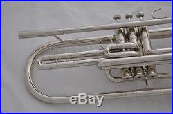 Professional silver nickel Bb Piston Bass Trumpet Horn with leather Case