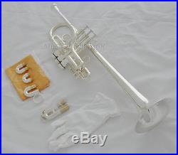 Professional silver plated Eb/D trumpet horn Monel valves with case 4.72 bell