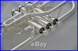 Professional silver plated Eb/D trumpet horn Monel valves with case 4.72 bell