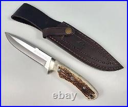 Puma IP Mountain Stag 816065 Fixed Blade Knife with Leather Sheath 440C Stag Horn