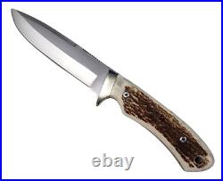 Puma IP Mountain Stag Fixed Blade Knife with Leather Sheath 440C Stag Horn