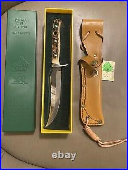 Puma Skinner Stag Horn German Made Hunting Knife with Leather Sheath With Box