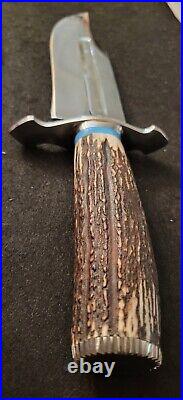 Qnb Knives Handmade Carbon Steel Hunting Bowie Knife With Stag Horn Handle-qnb18