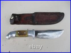 R. H. Ruana Skinner M Stamp Fixed Blade Hunting Knife with Leather Sheath