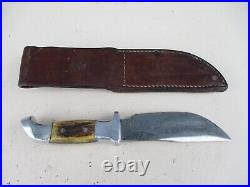 R. H. Ruana Skinner M Stamp Fixed Blade Hunting Knife with Leather Sheath
