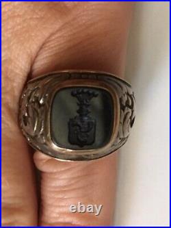 RARE ANTIQUE MAN Signet with Crest of Radziwill House, Coat of Arms 3 Horns