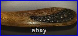 RARE Antique 18th c. EARLY HORN PADDLE WELSH SPOON with STERLING SILVER ACCENTS