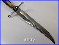 RARE Early Willie Rigney Massive Mountain Man Hunting Knife with Stag Horn Grip