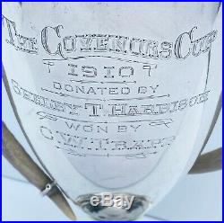 RARE Vintage Sterling Silver 1910 Governor's Cup Golf Trophy with Horn Handles