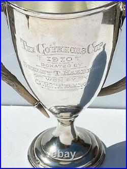 RARE Vintage Sterling Silver 1910 Governor's Cup Golf Trophy with Horn Handles